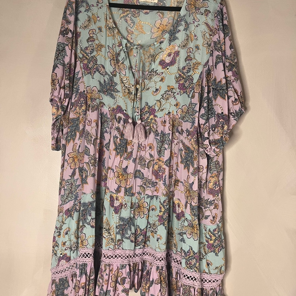 Elegant Floral Maxi Dress in Pink and Blue